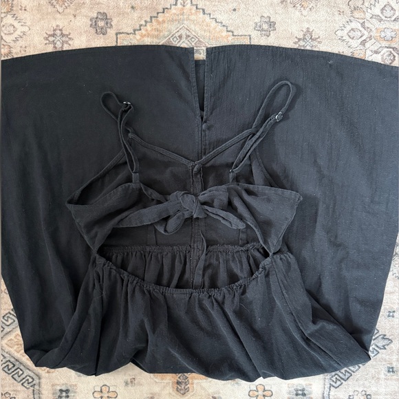 Universal Thread Black Cotton Midi Dress - Tie Back & Cutout - Size Medium - Picture 3 of 6